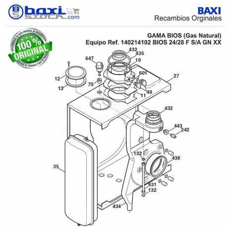 JUNTA ADAPTADOR SALIDA HUMOS BIOS/PLATINUM COMPACT