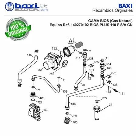 TUBO SUSTITUCION CIRCULADOR/INTERCAMBIADOR BIOS PLUS 110