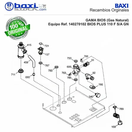 RACORD VALVULA DE GAS BIOS PLUS 90-110