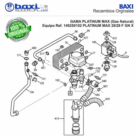 TUBO VENTILADOR/VALVULA GAS PLATINUM