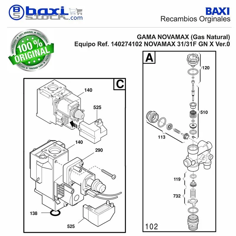 VALVULA DE 3 VIAS NOVANOX v.00/PLATINUM COMPACT (sin by-pass