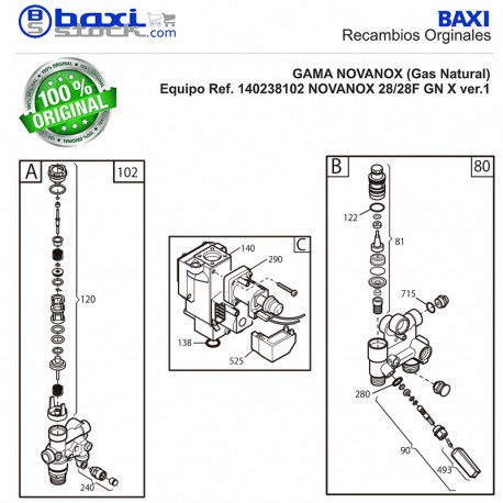 CONJUNTO ENTRADA AGUA CON BY-PASS 8L. NOVANOX 28/28F V.01