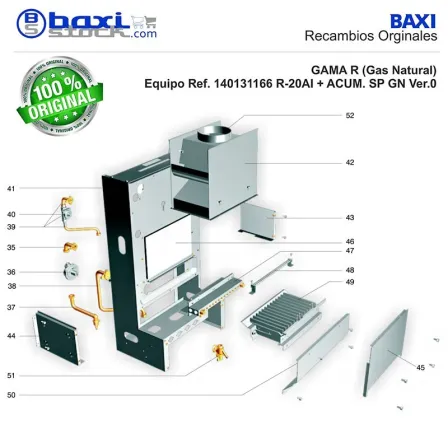 CONJUNTO PANEL LATERAL DERECHO CAMARA DE COMBUSTION R/RS