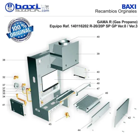 CONJUNTO PANEL LATERAL DERECHO CAMARA DE COMBUSTION R/RS