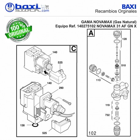 TRANSFORMADOR ENCENDIDO CONECTOR ANSTOSS NOVANOX L:600 HONEY