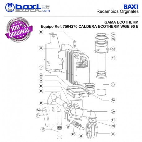 TUBO SALIDA HUMOS CON ADAPTADOR WGB 110