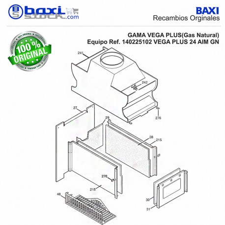 PANEL TRASERO CÁMARA COMBUSTIÓN VEGA PLUS