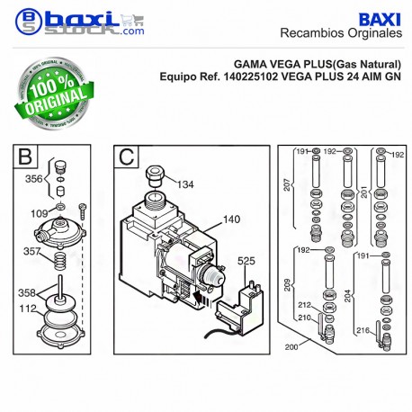 CONJUNTO SALIDA ACS VEGA PLUS