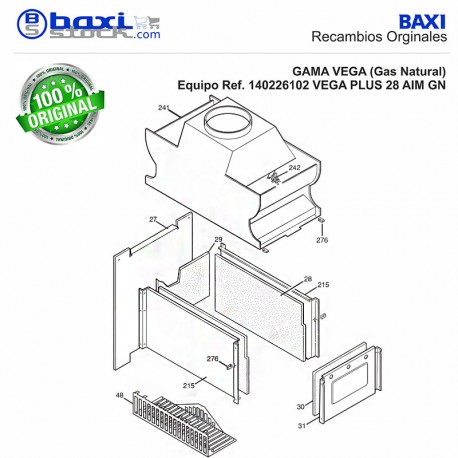 PANEL TRASERO CÁMARA COMBUSTIÓN VEGA PLUS