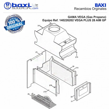 PANEL TRASERO CÁMARA COMBUSTIÓN VEGA PLUS